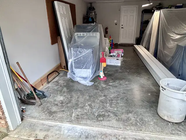 The same garage after the debris was removed