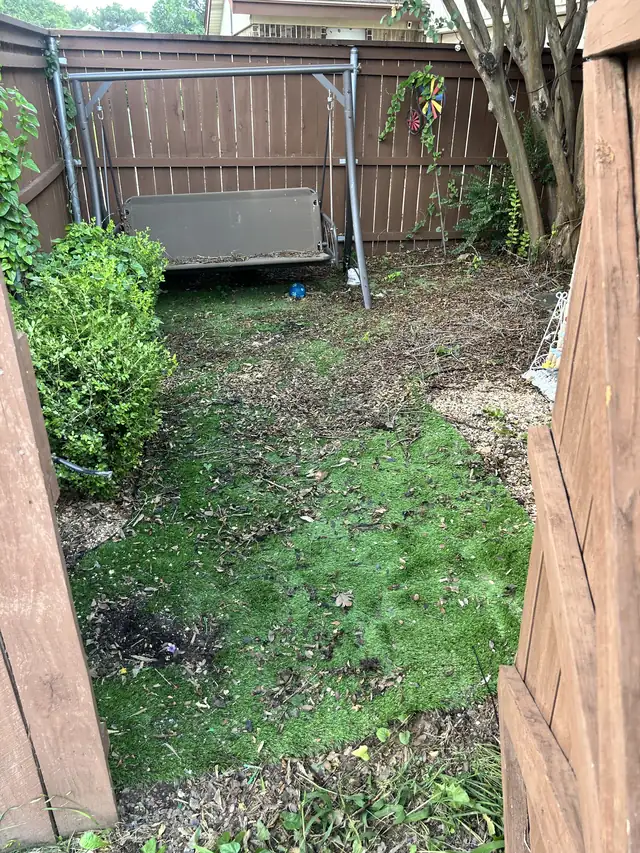 The same side yard cleared after junk removal
